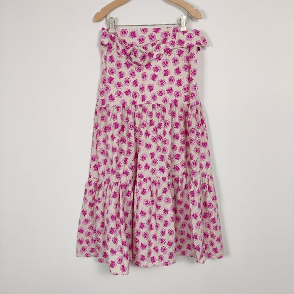 Zara Women's Floral Tiered Maxi Skirt Size Large 100% Cotton Bohemian Cottage - Picture 1 of 9